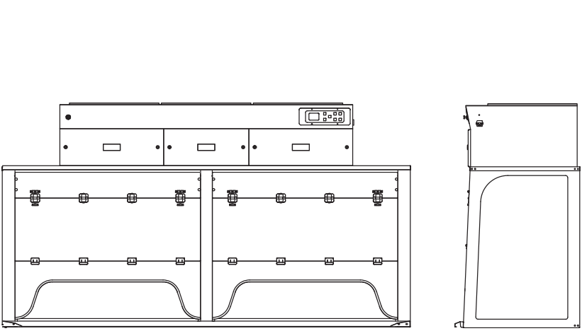 HFH-ADVANCED-P40-XT-G Ductless Fume Cupboard Line Drawing