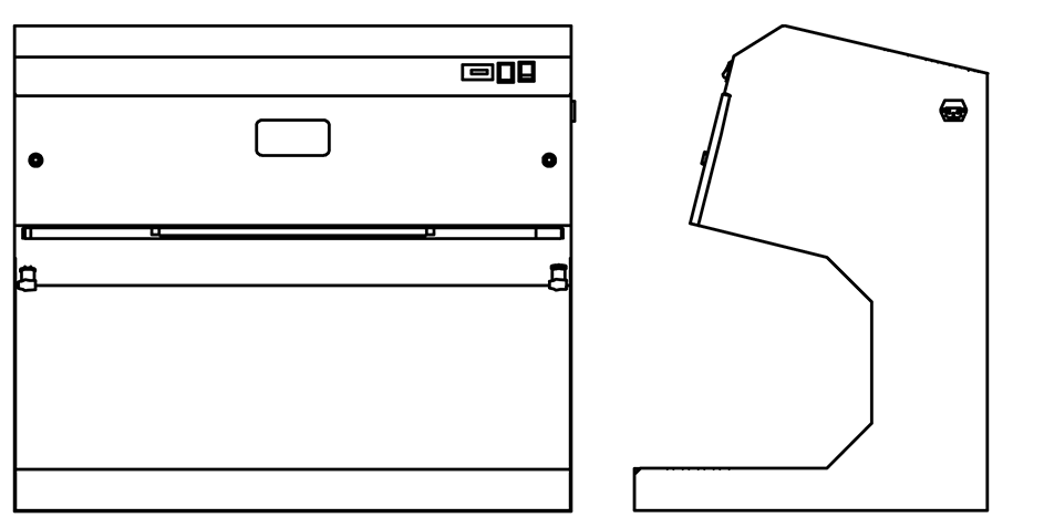 Ductless Downflow Workstation 36" Width by HFH Line Drawing