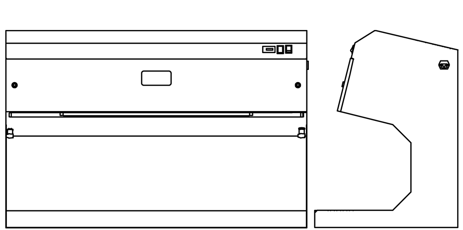 Ductless Downflow Workstation 48" Width by HFH Line Drawing