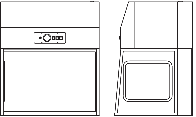 Horizontal Laminar Flow Cabinet 36XT-G Line Drawing