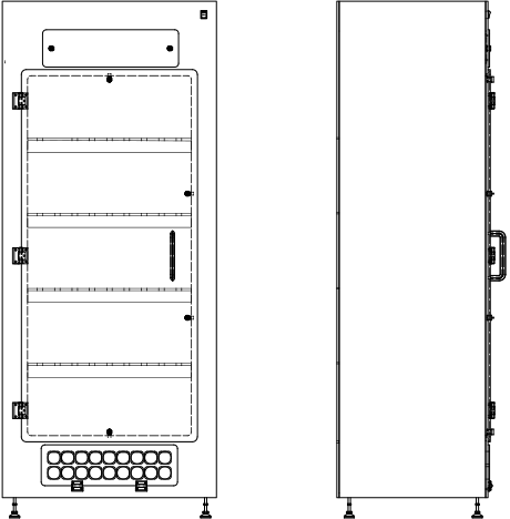 SafeSTORE Vented Chemical Storage Cabinet 34" Width and 71" Height Line Drawing