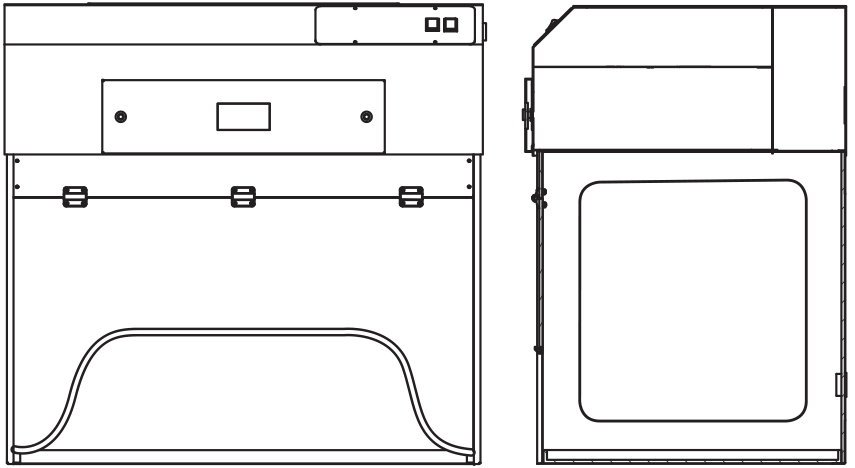 HFH-BASIC-P5-36-XTS-G Shallow Depth Ductless Fume Cupboard Line Drawing