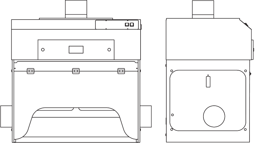 Ductless Balance Enclosure Shallow Depth 36" Wide from HFH Line Drawing