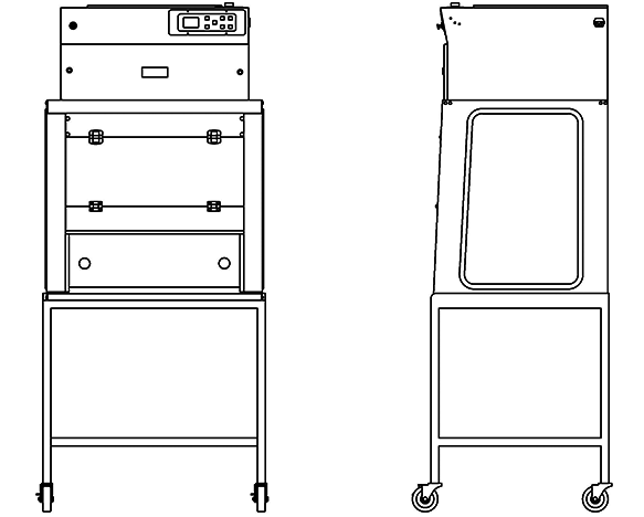 HFH-EDU-P10XL-Cart-RC-P-G Ductless Demonstration Fume Cupboard Line Drawing