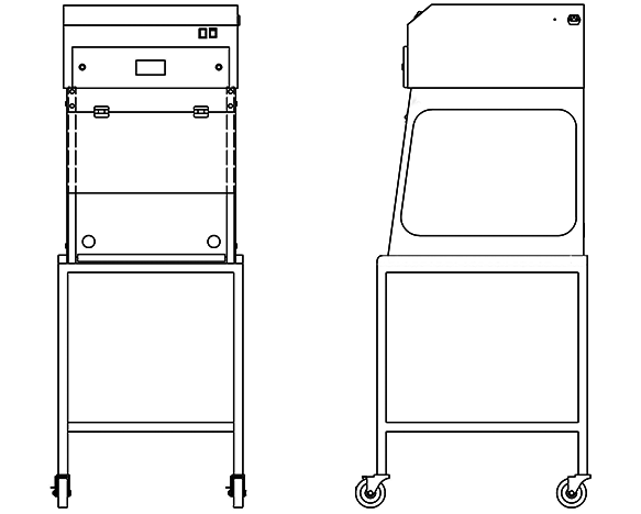 HFH-EDU-P5-24XT-CART-G Ductless Demonstration Fume Cupboard Line Drawing