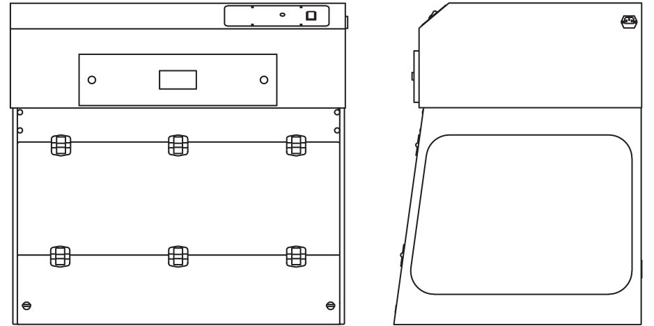 PCR Laminar Flow Cabinet 36" Width Line Drawing