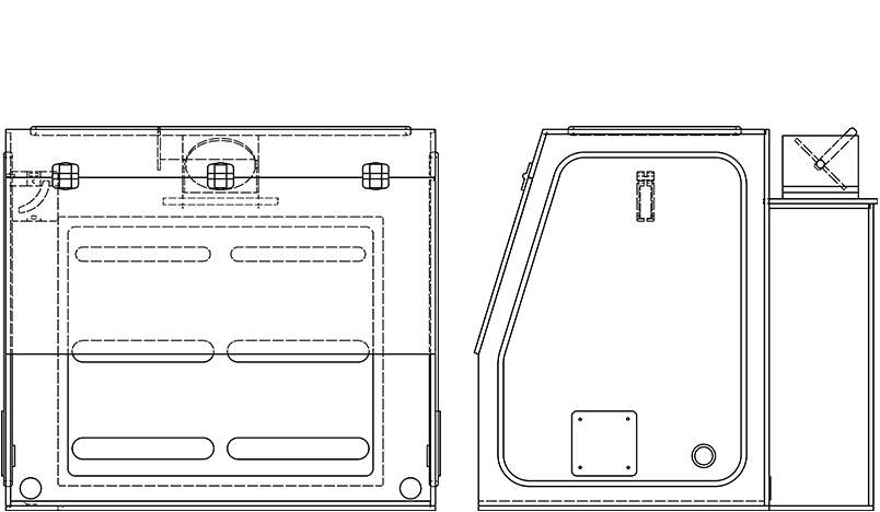 Vented Containment Enclosure Tall, VE34T 34" Width Line Drawing