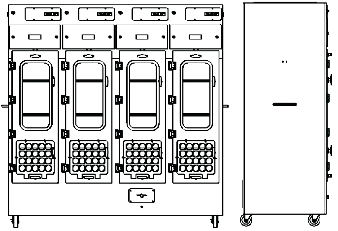 Safekeeper Forensic Evidence Drying Cabinet FDC 010-Quad-G Line Drawing